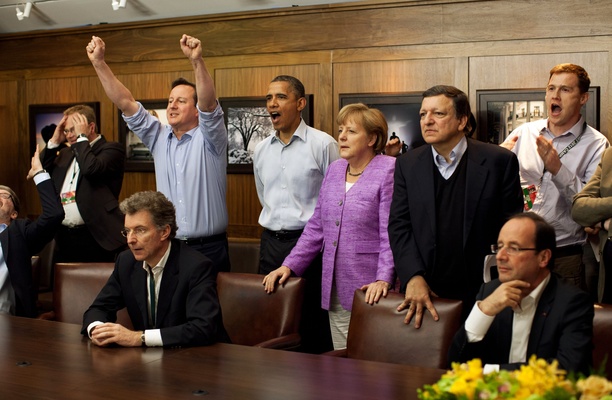 David Cameron au G8 après l'annonce de la victoire de Chelsea